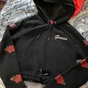 Guess crop rose hoodie